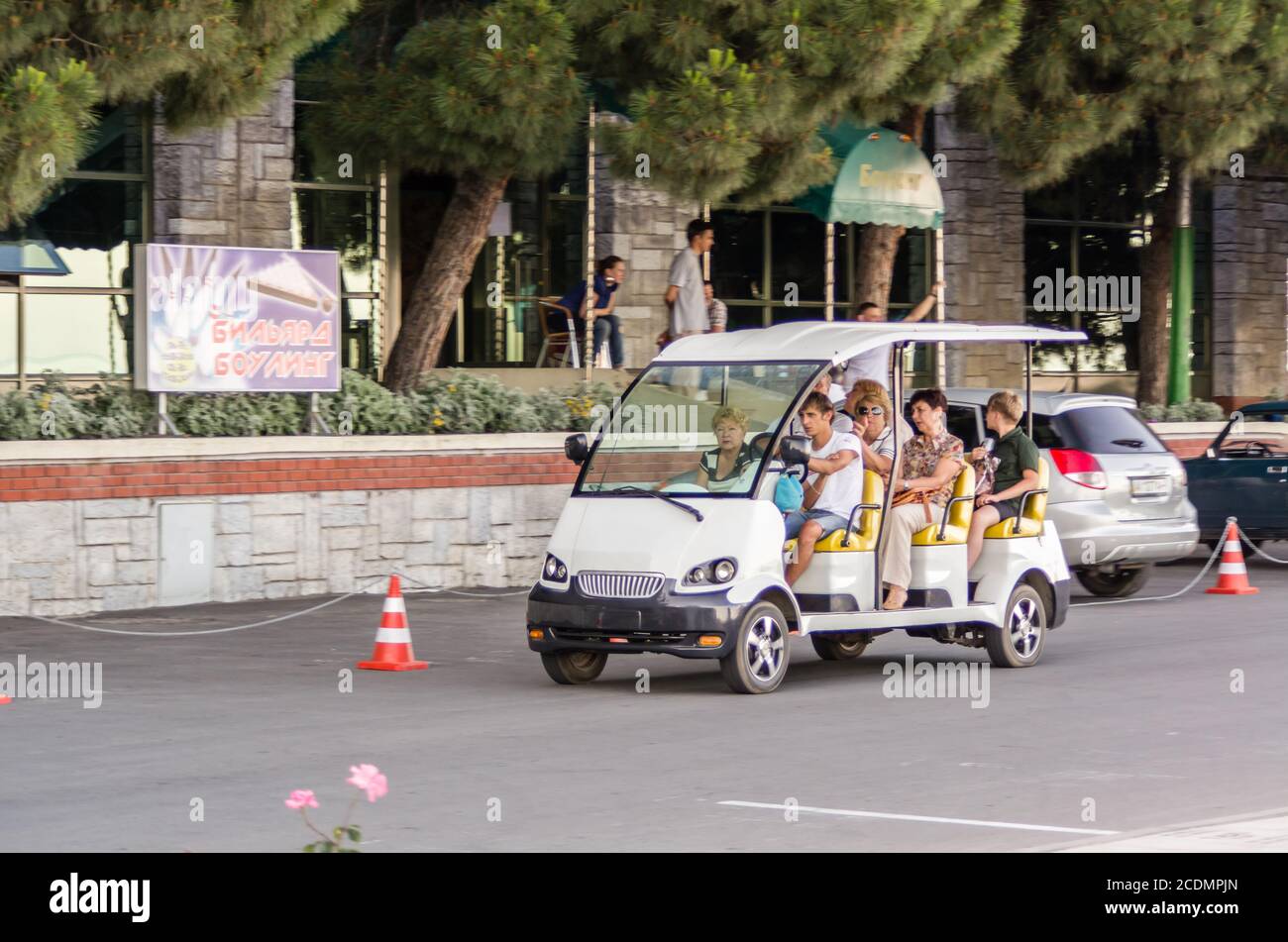 Tourist transportation car in Alushta, Crimea, Ukraine Stock Photo