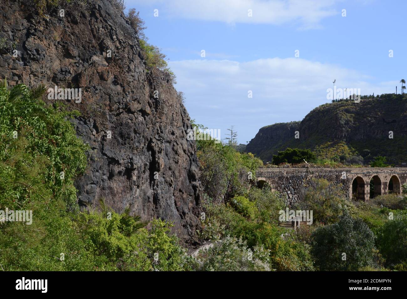 Aqueduct at the Botanical Garden of Gran Canaria Stock Photo