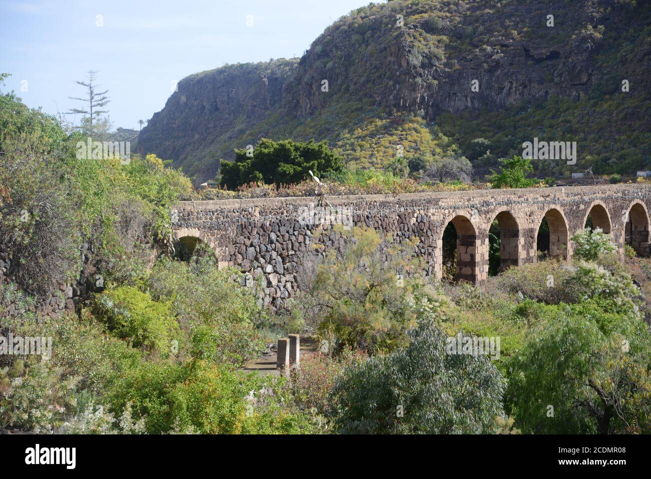 Aqueduct at the Botanical Garden of Gran Canaria Stock Photo