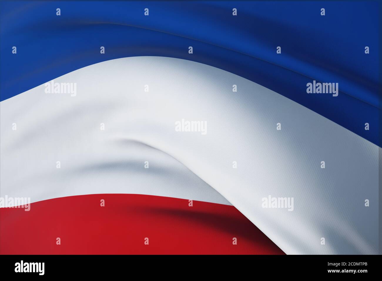 Waving flags of the world flag of Yugoslavia. Closeup view, 3D