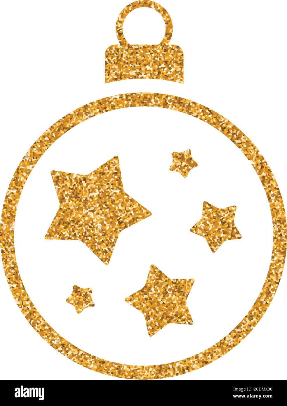 Christmas ball icon in gold glitter texture. Sparkle luxury style ...