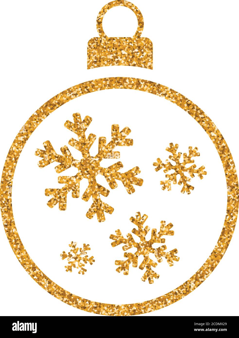 Christmas ball icon in gold glitter texture. Sparkle luxury style ...