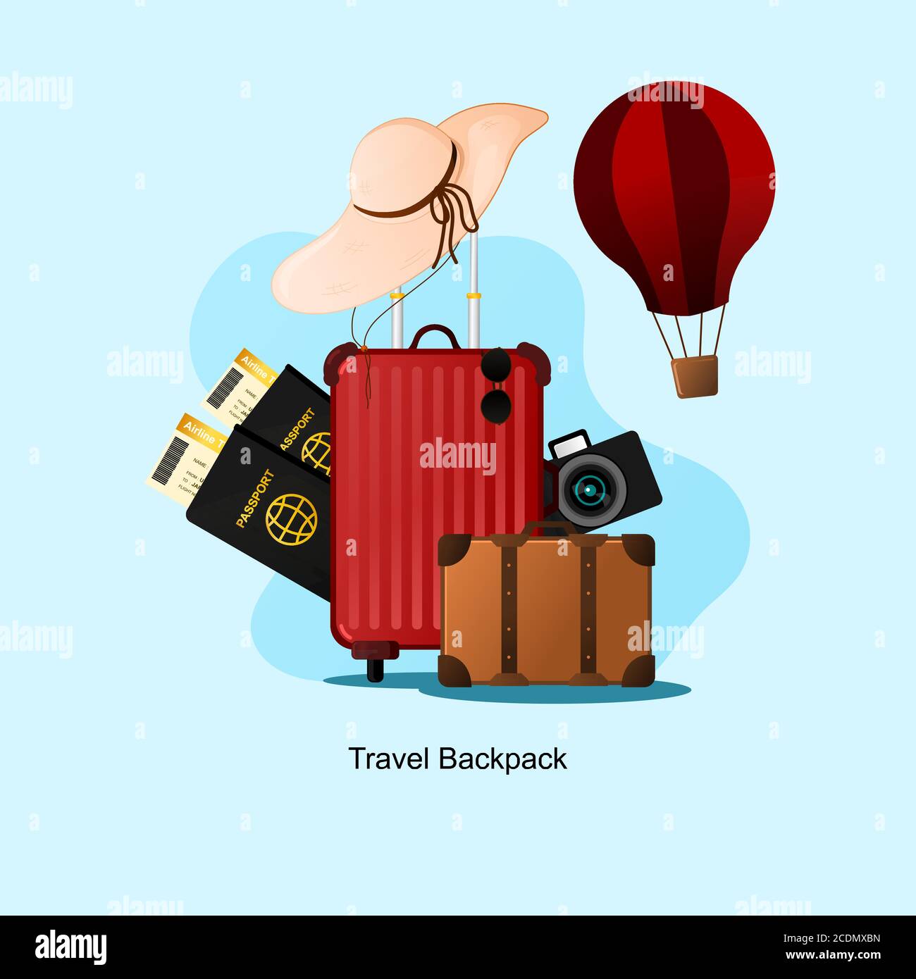 travel backpack illustration vector, relevant for travel and transport bussines likely template, advertisment, etc, additional image include layer by Stock Vector