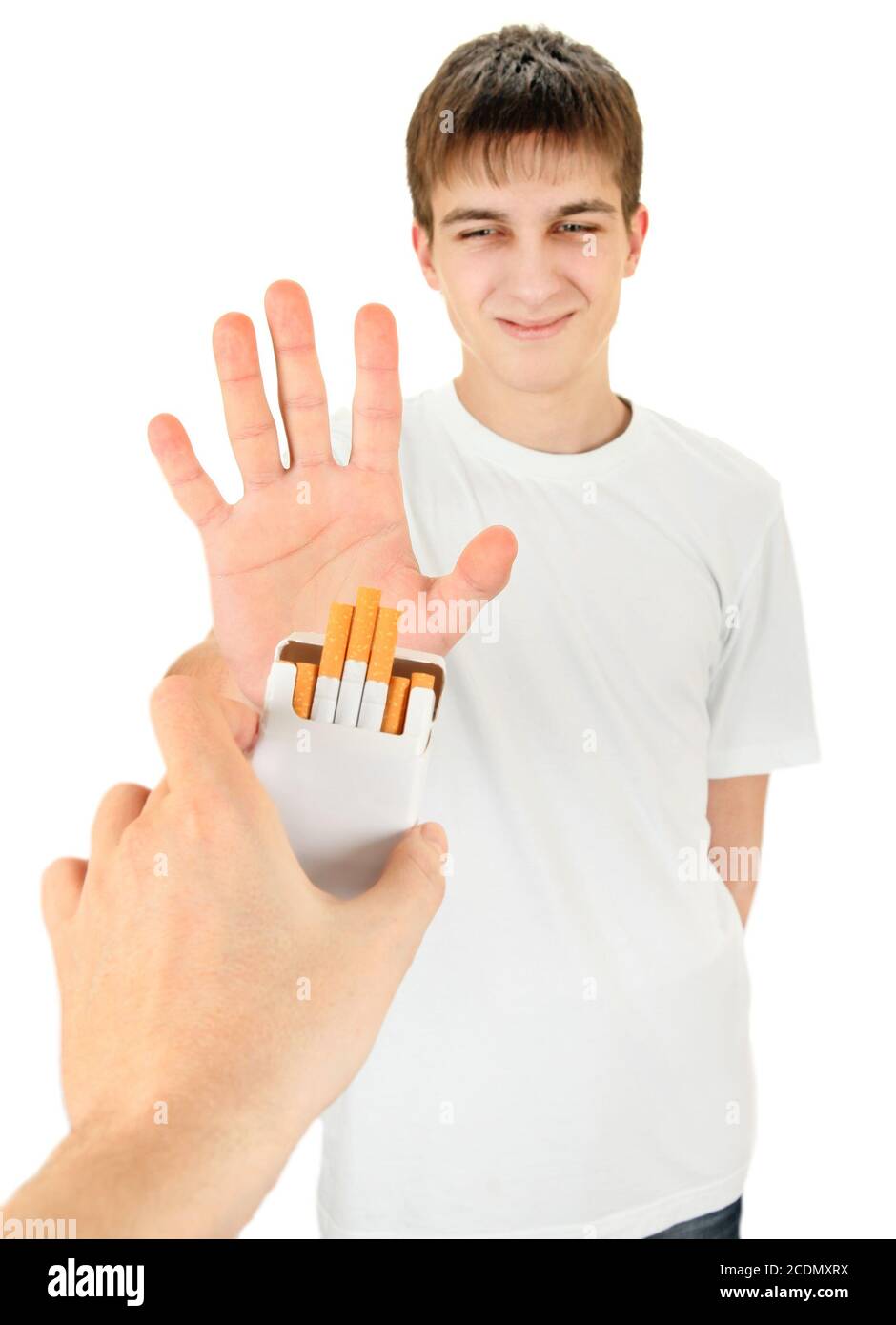 Teenager refuse a Cigarette Stock Photo