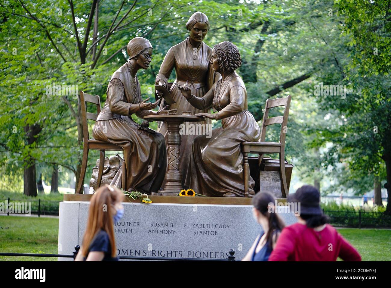 New York, United States. 27th Aug, 2020. A view of the Statue of women(02)