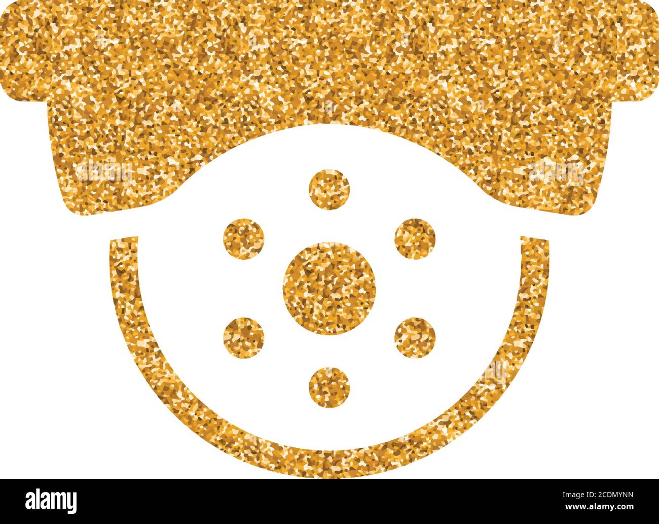 Surveillance camera icon in gold glitter texture. Sparkle luxury style ...