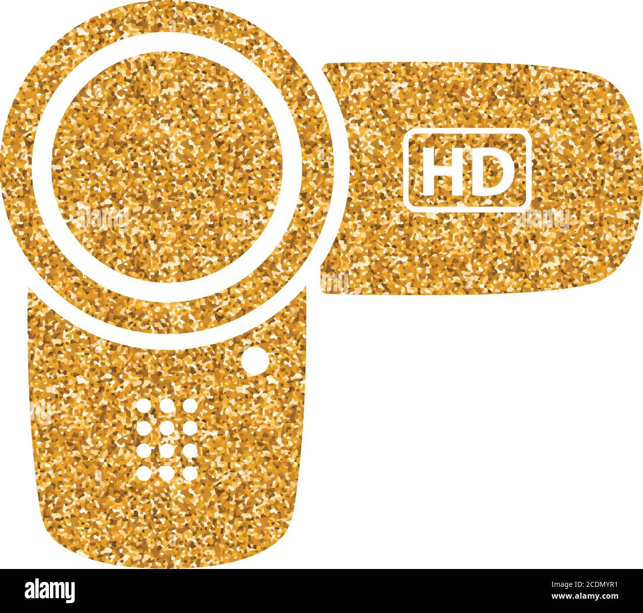 Camcorder icon in gold glitter texture. Sparkle luxury style vector ...