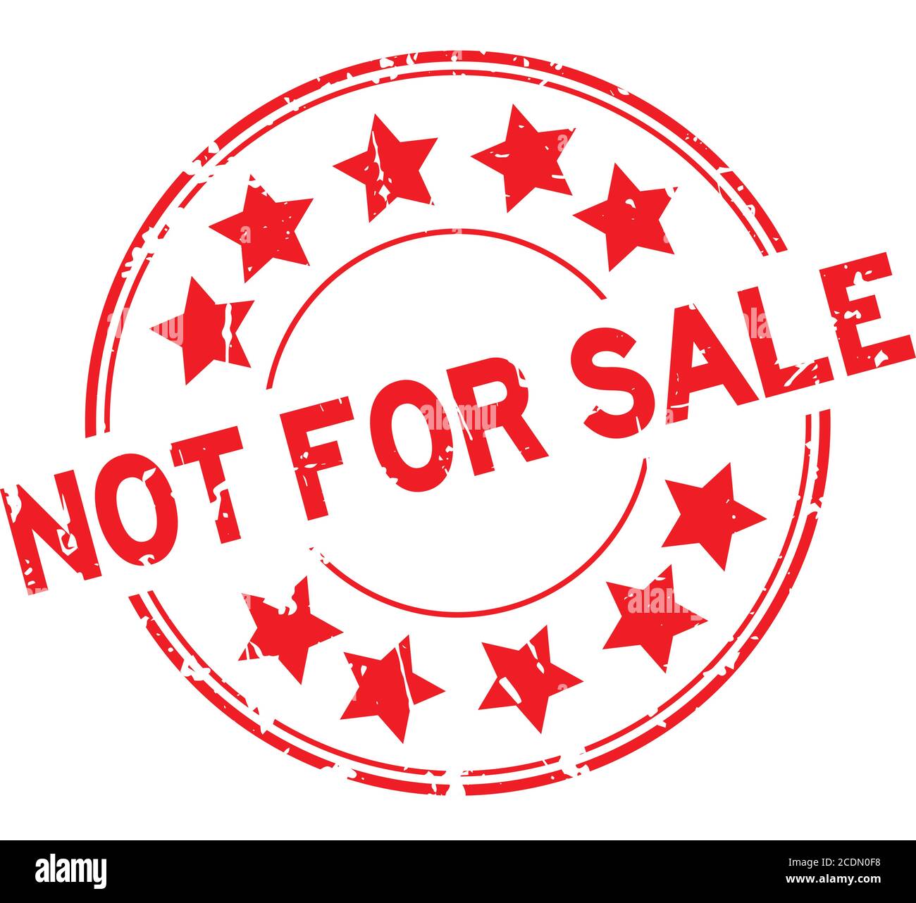 Grunge red not for sale word with star icon round rubber seal stamp on