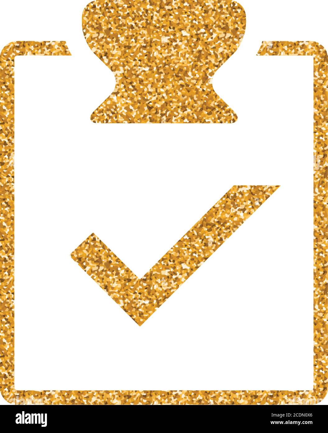 Checklist icon in gold glitter texture. Sparkle luxury style vector