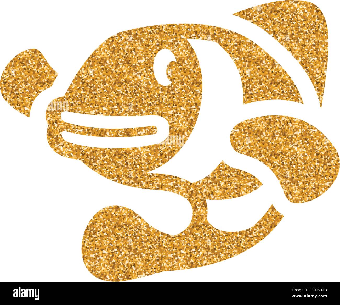 Clown fish icon in gold glitter texture. Sparkle luxury style vector ...