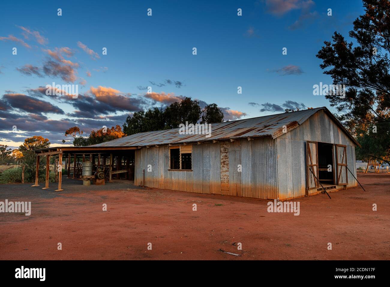 Wooden Shearing Shed at sunrise, Charleville, Queensland, Australia Stock Photo Alamy