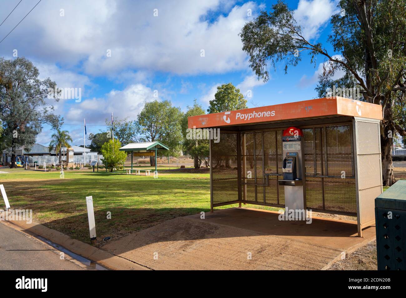 Telephone box in remote country town, Morven, Queensland, Australia Stock Photo