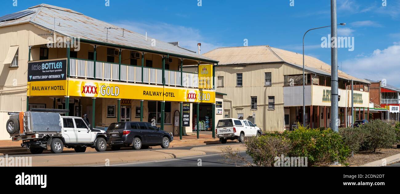 Hotels line the main street of Barcaldine, Western Queensland Australia