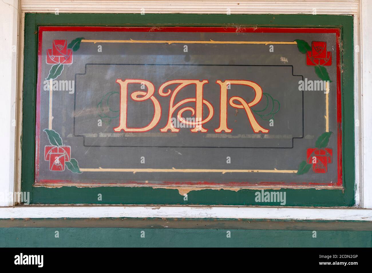 Bar sign on window of Shakespeare Hotel Barcaldine, Western Queensland ...