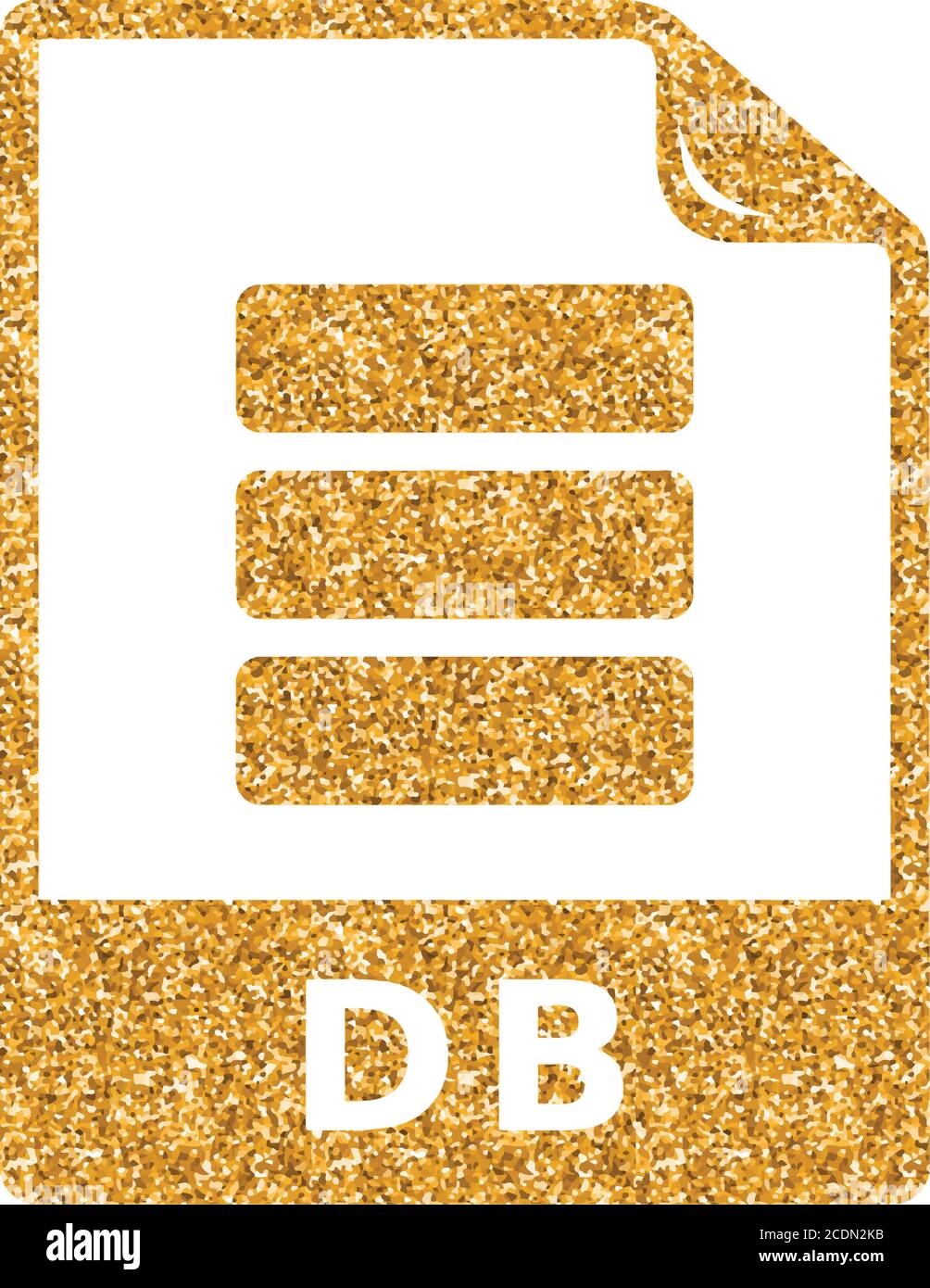DB File format icon in gold glitter texture. Sparkle luxury style ...