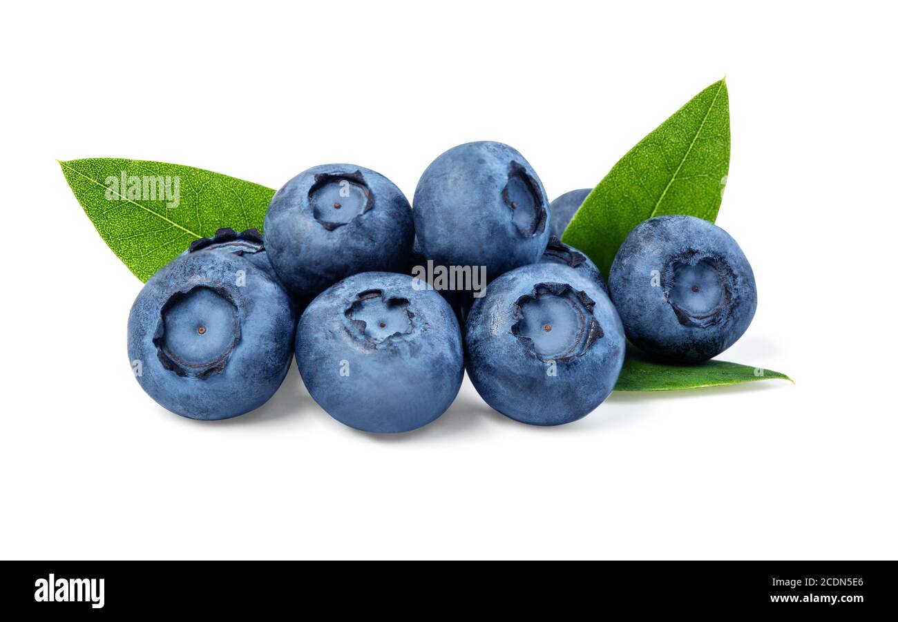 Stack of blueberries isolated on white with clipping path Stock Photo