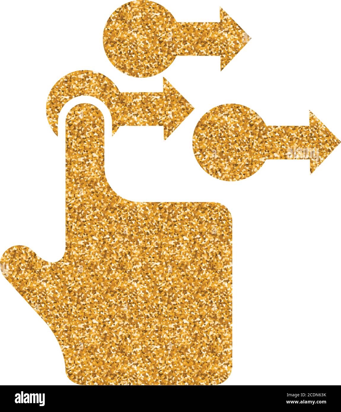 Finger gesture icon in gold glitter texture. Sparkle luxury style ...