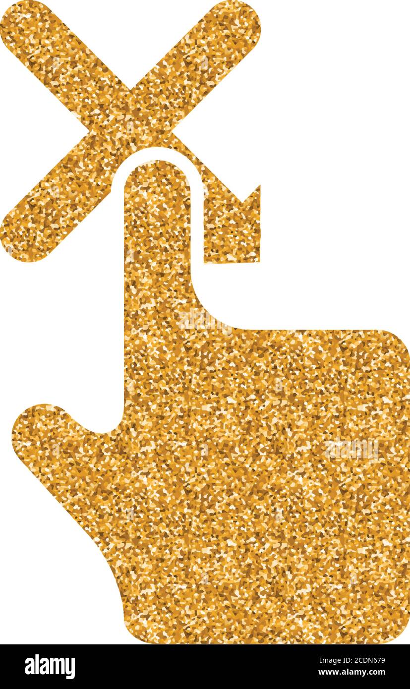 Finger gesture icon in gold glitter texture. Sparkle luxury style ...