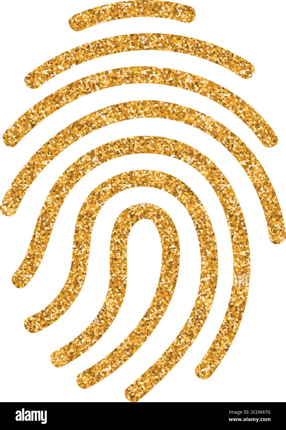 Fingerprint icon in gold glitter texture. Sparkle luxury style vector ...