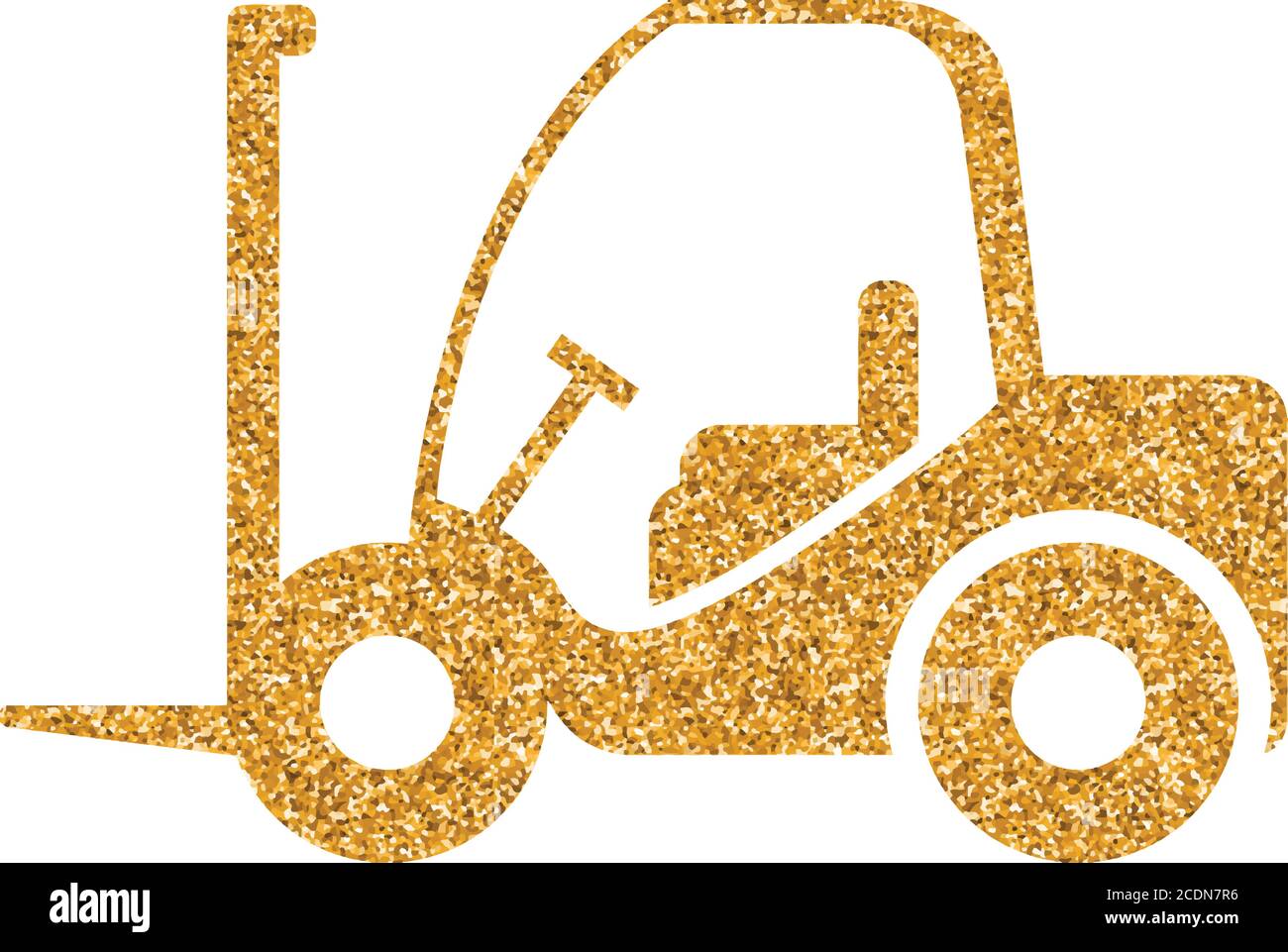 Forklift icon in gold glitter texture. Sparkle luxury style vector illustration. Stock Vector