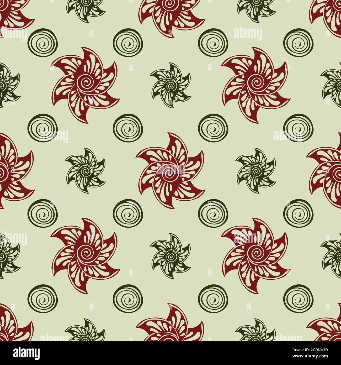 Red abstract flowers seamless pattern background Stock Photo - Alamy