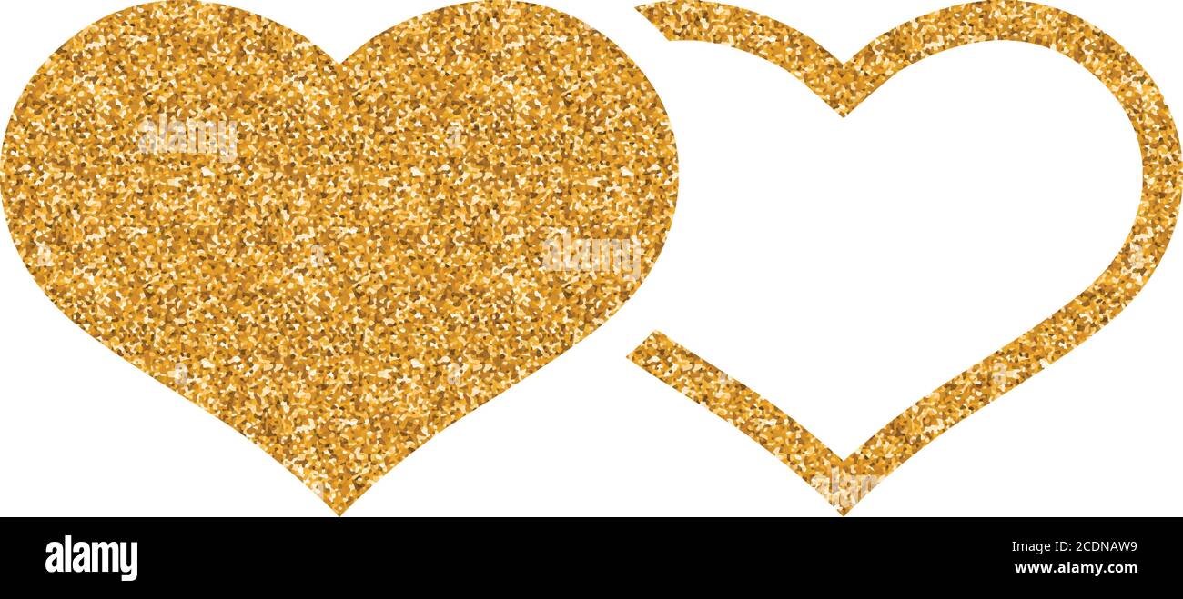 Heart shape icon in gold glitter texture. Sparkle luxury style vector ...