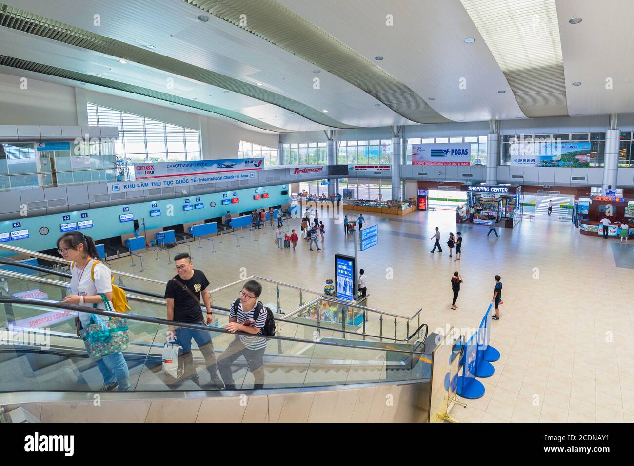 passengers at Cam Ranh International Airport interior, Vietnam Stock Photo