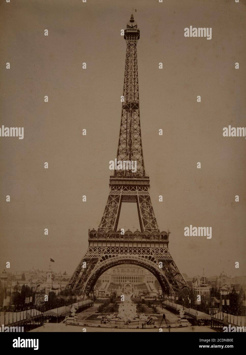Eiffel Tower during 1889 Exposition . Stock Photo