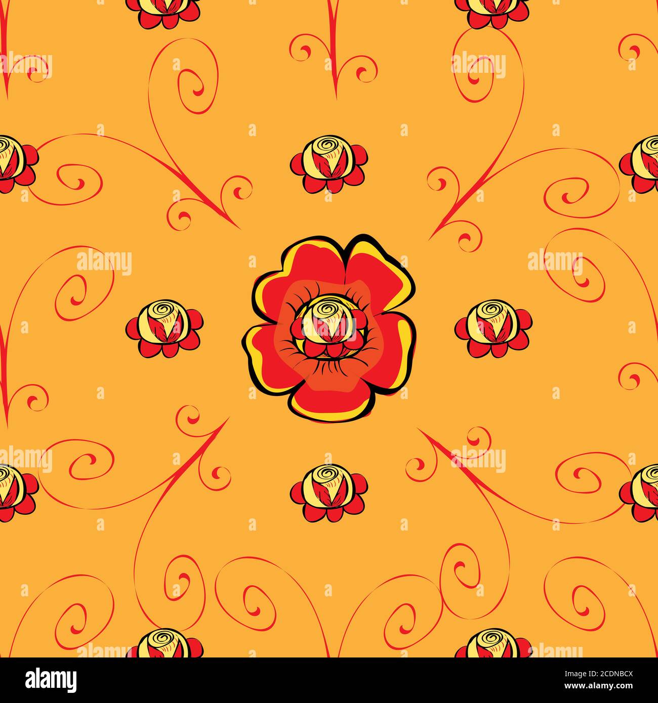 Red poppy flower seamless pattern Stock Photo