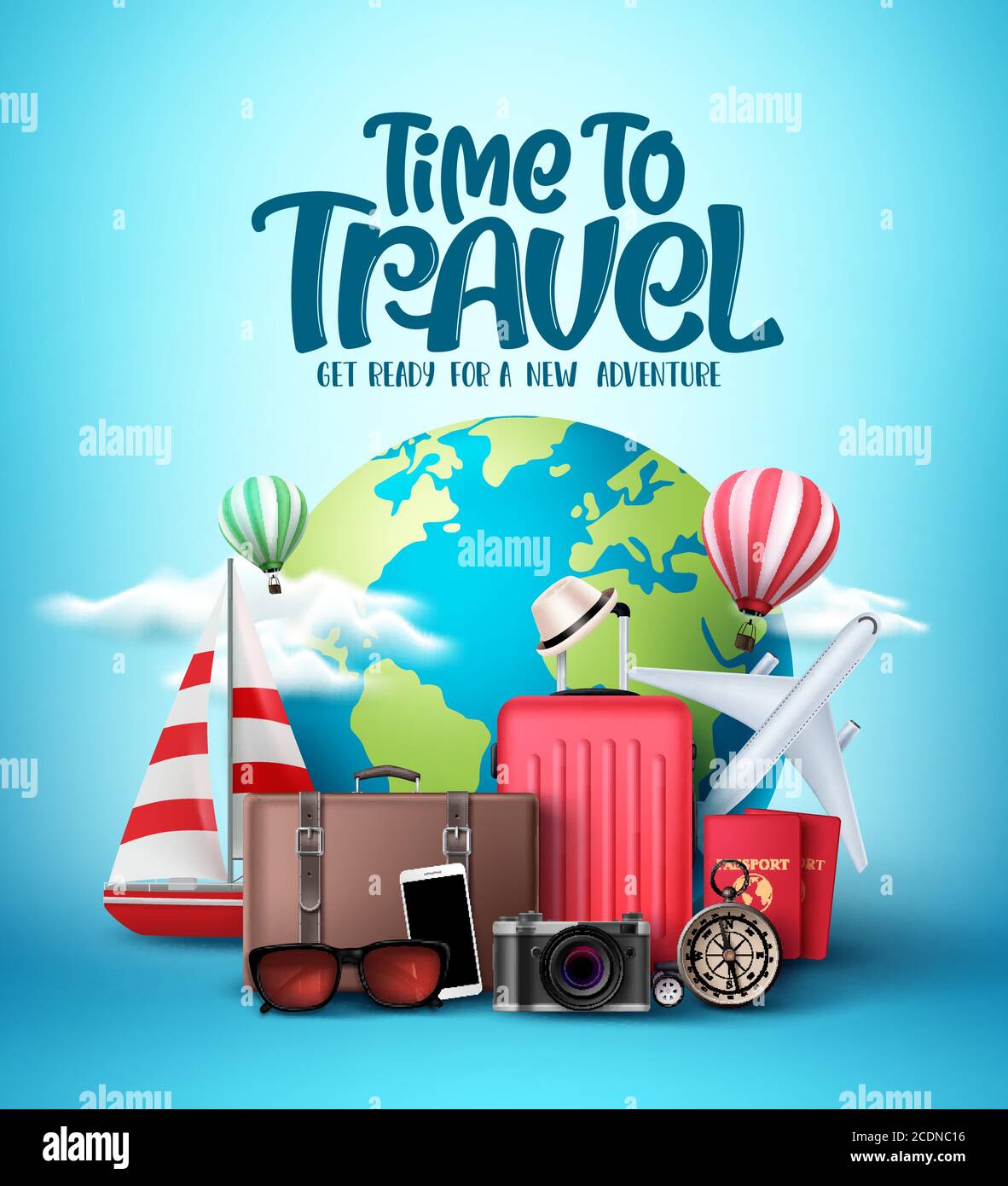 Time to travel the world vector design. Travel and explore the world in ...