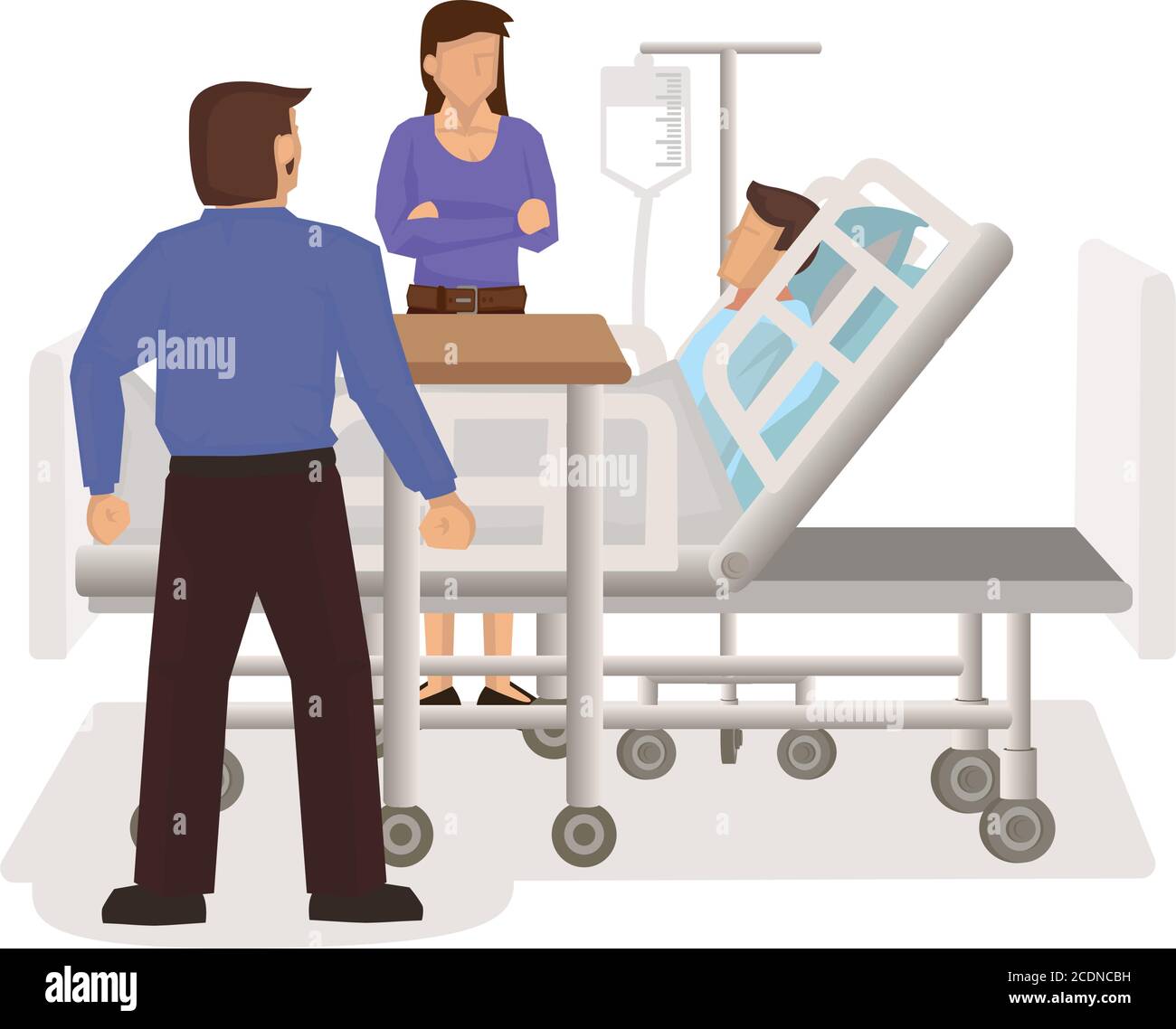 Friends visit a sick patient in hospital. Surgery recovery concept. Flat  cartoon character vector illustration Stock Vector Image & Art - Alamy