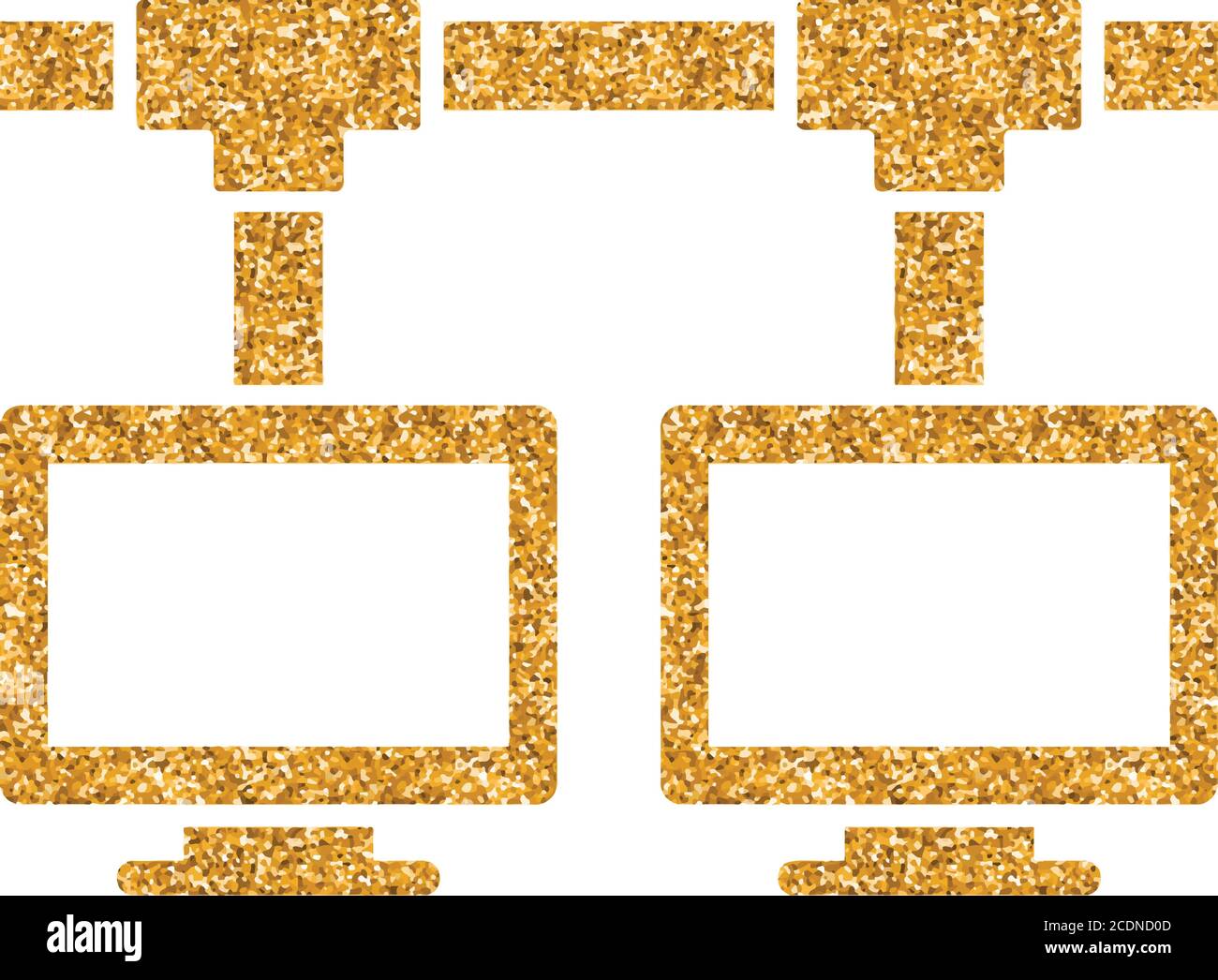 Local area network icon in gold glitter texture. Sparkle luxury style ...