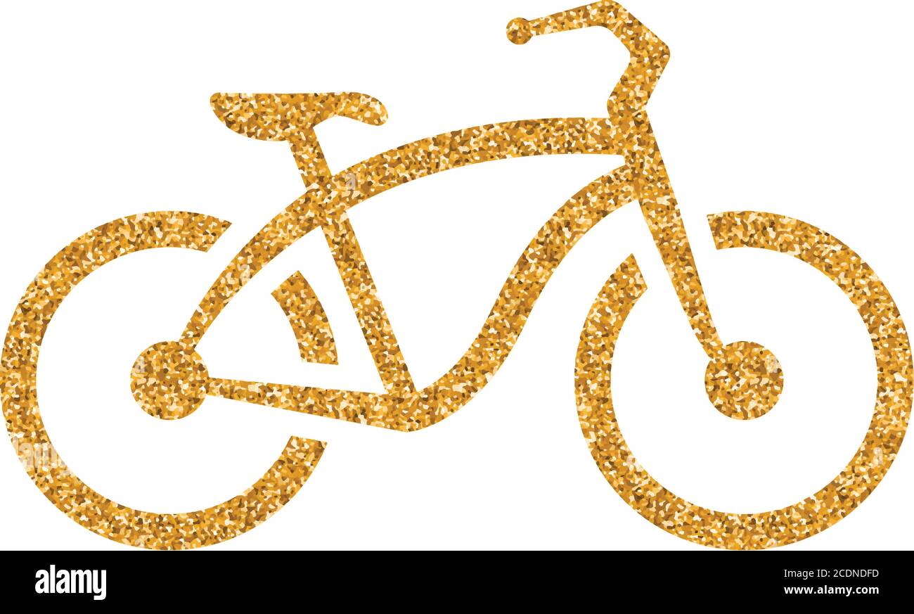 Low rider bicycle icon in gold glitter texture. Sparkle luxury style ...