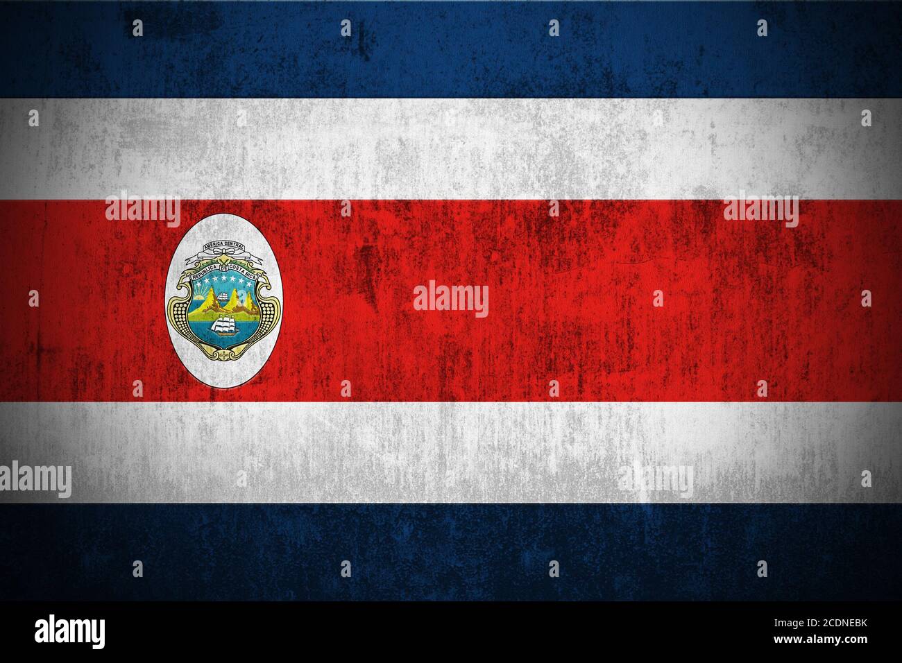 Weathered Flag Of Republic of Costa Rica Stock Photo