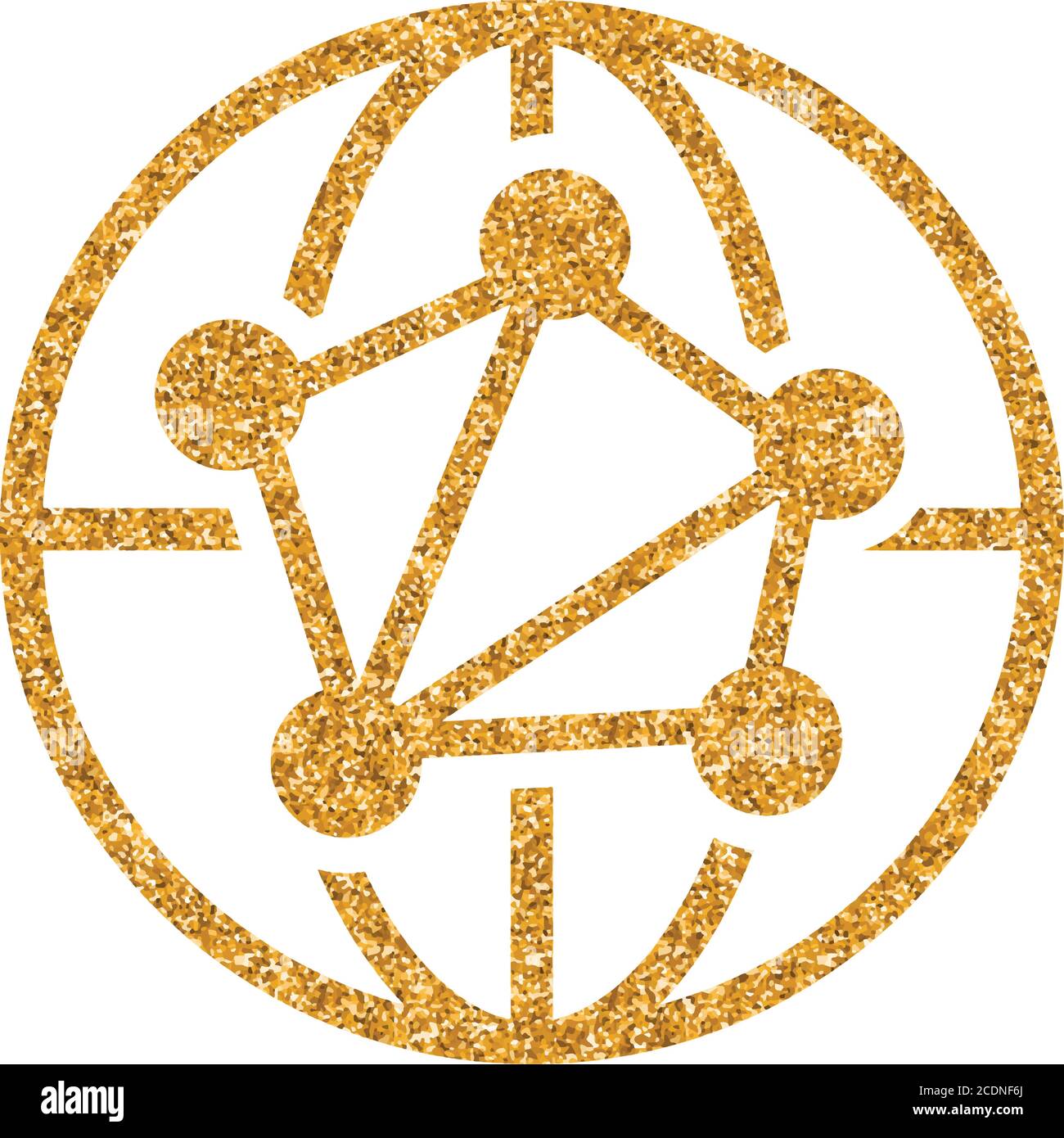 Network icon in gold glitter texture. Sparkle luxury style vector ...