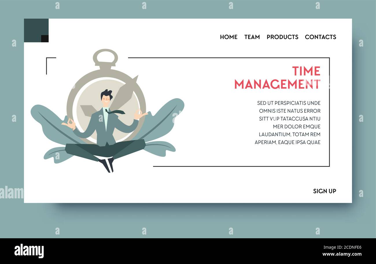 Time management and productivity at work, website page Stock Vector