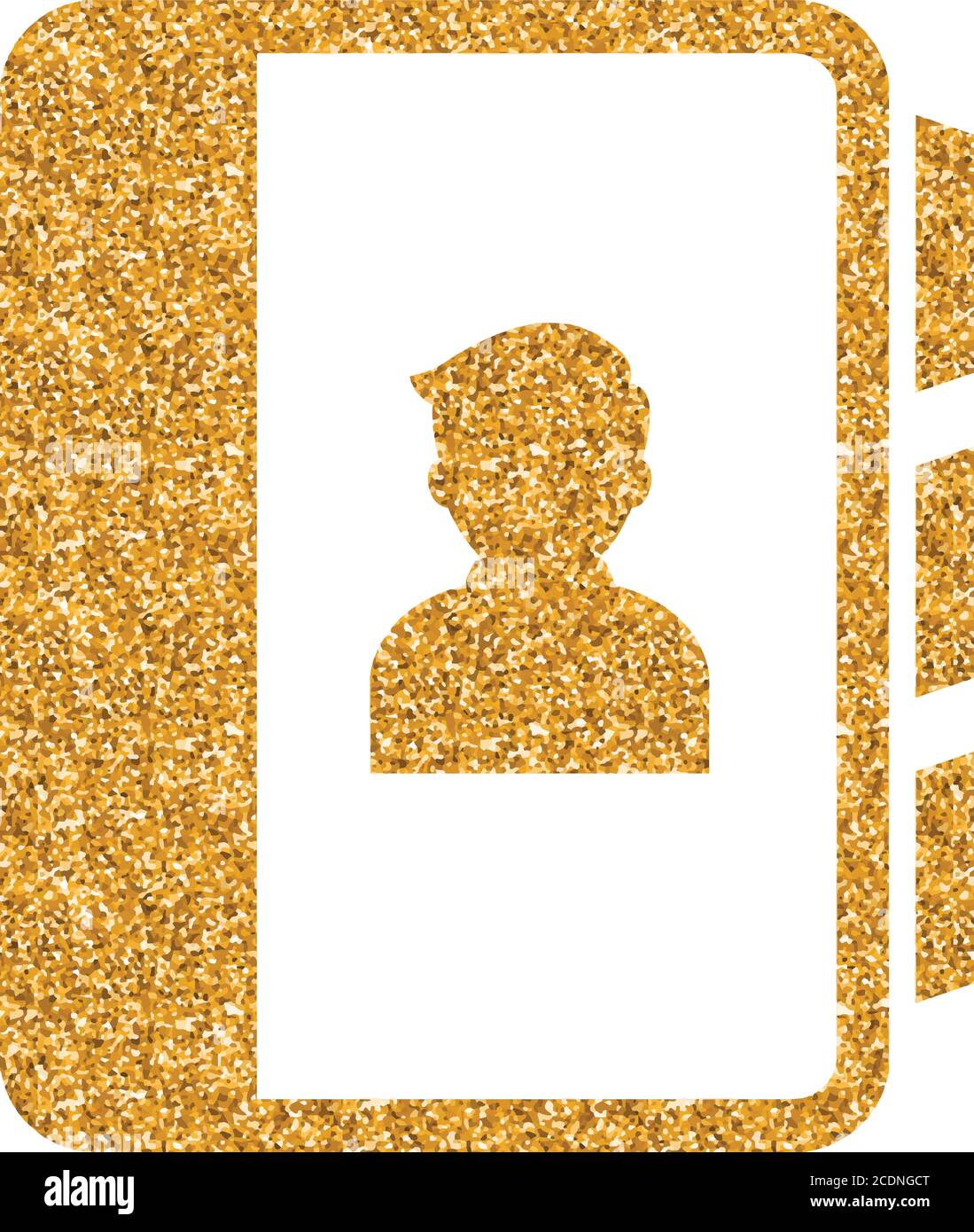 Address book icon in gold glitter texture. Sparkle luxury style vector ...