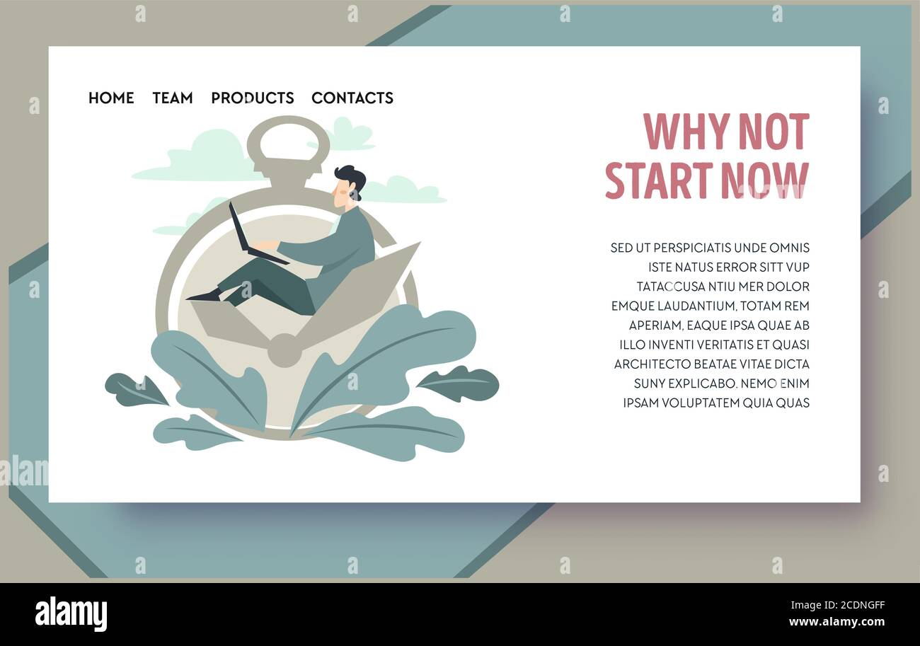 Why not start now, time management and procrastination Stock Vector