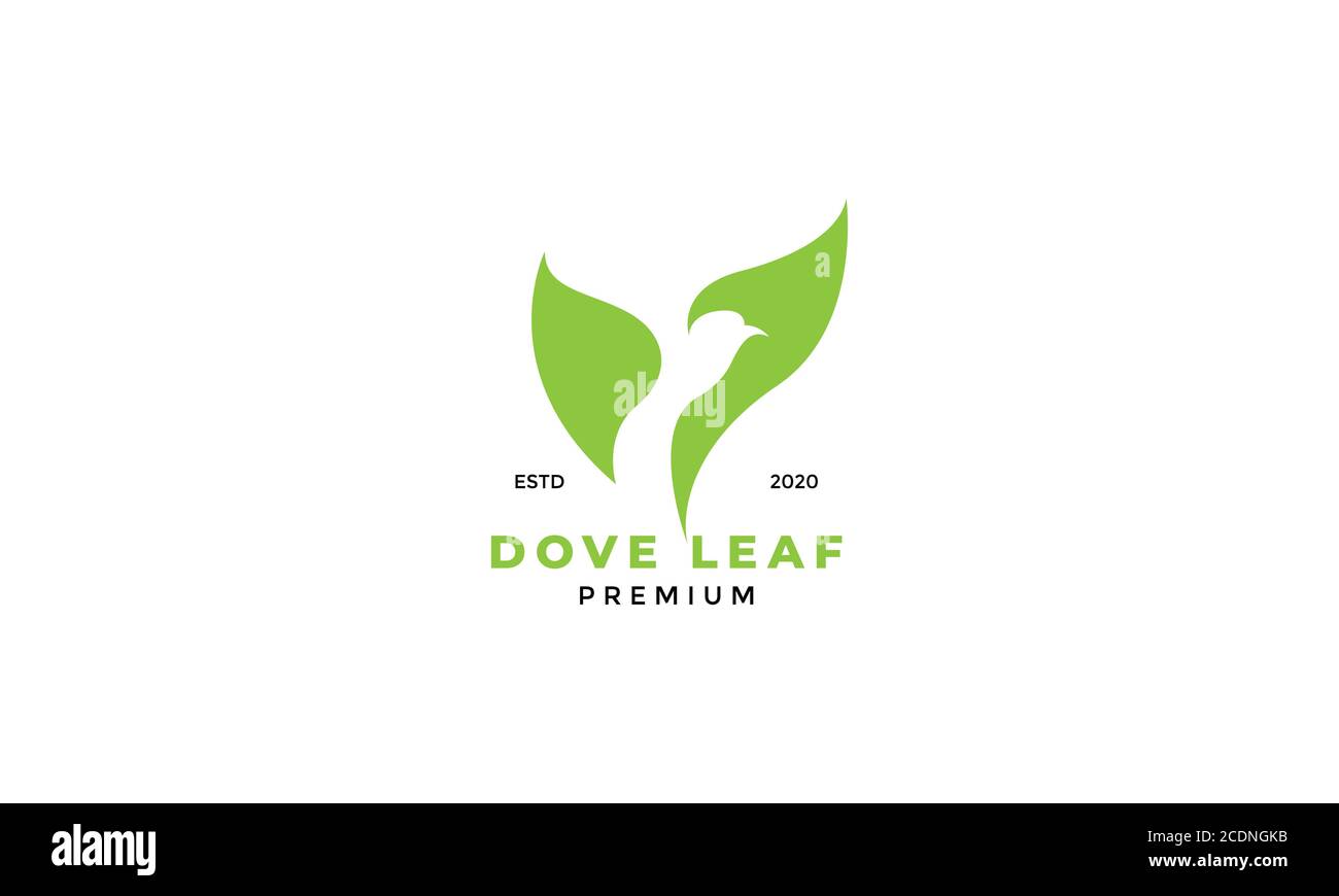 negative space bird with leaf modern logo design Stock Vector