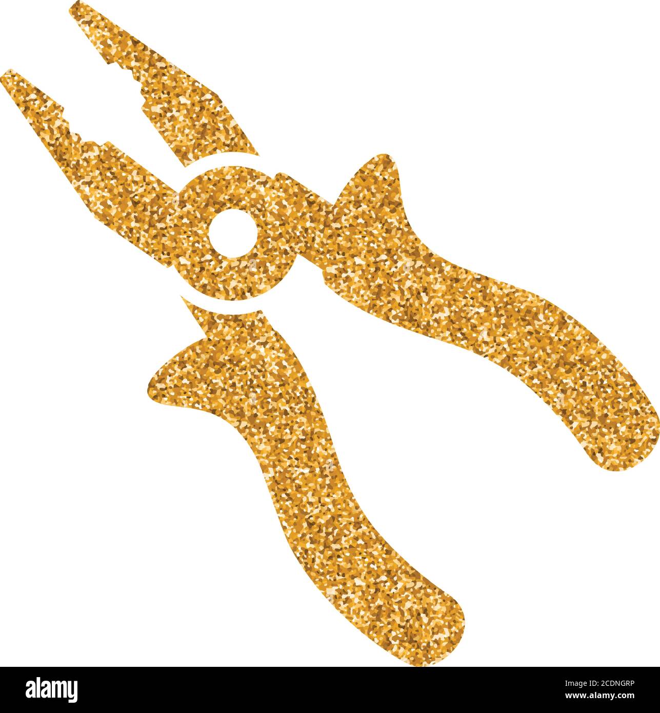 Pliers icon in gold glitter texture. Sparkle luxury style vector