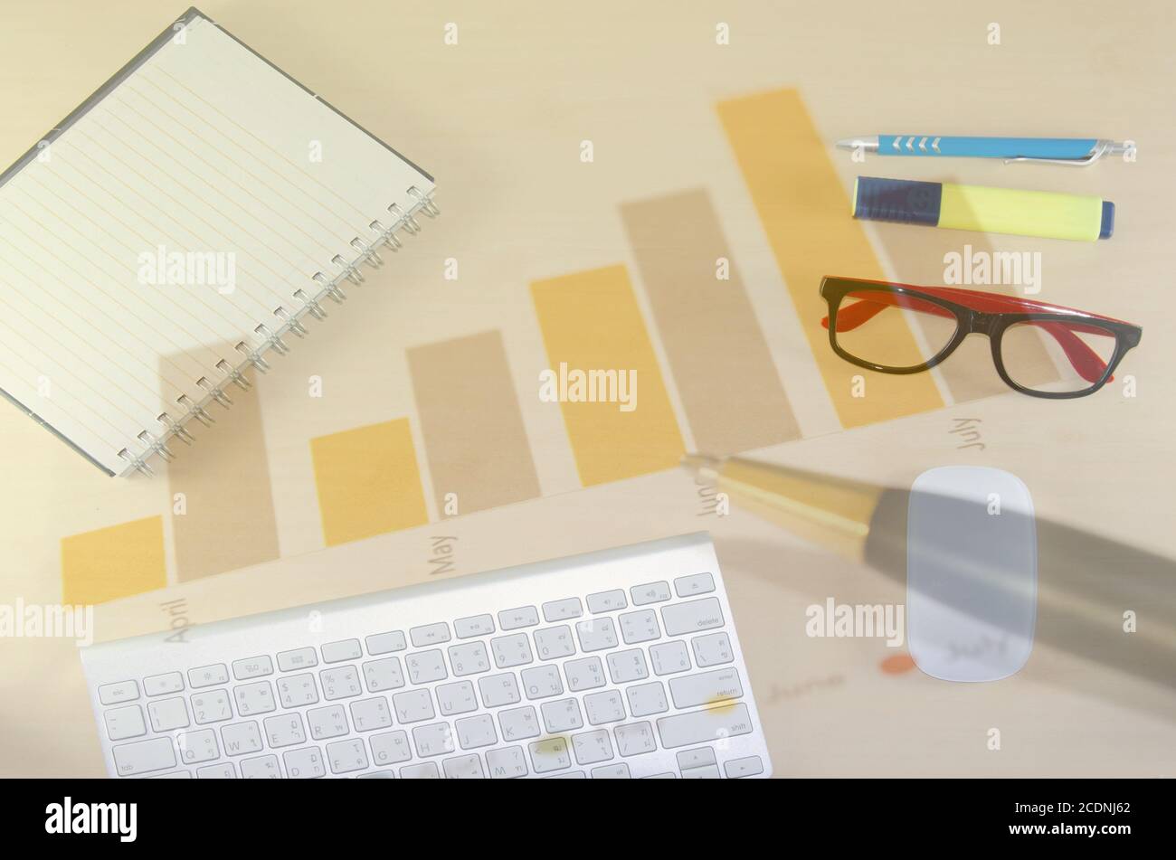 Graphs and pen Stock Photo