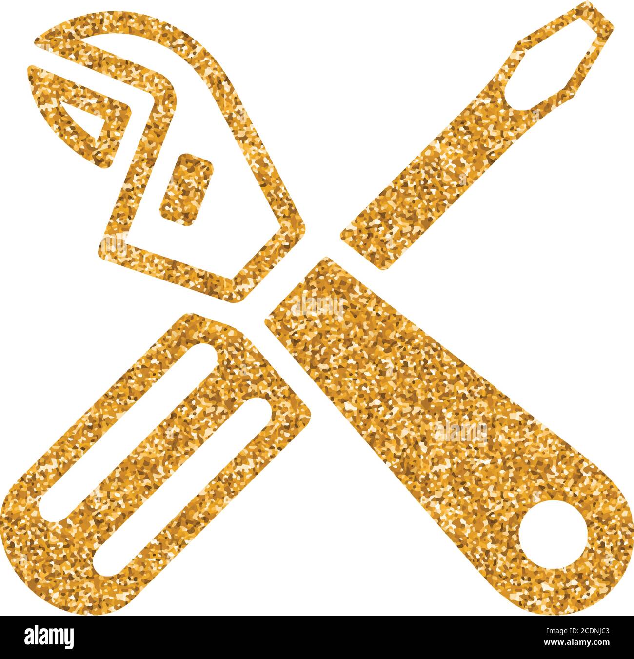 Mechanic tools icon in gold glitter texture. Sparkle luxury style ...