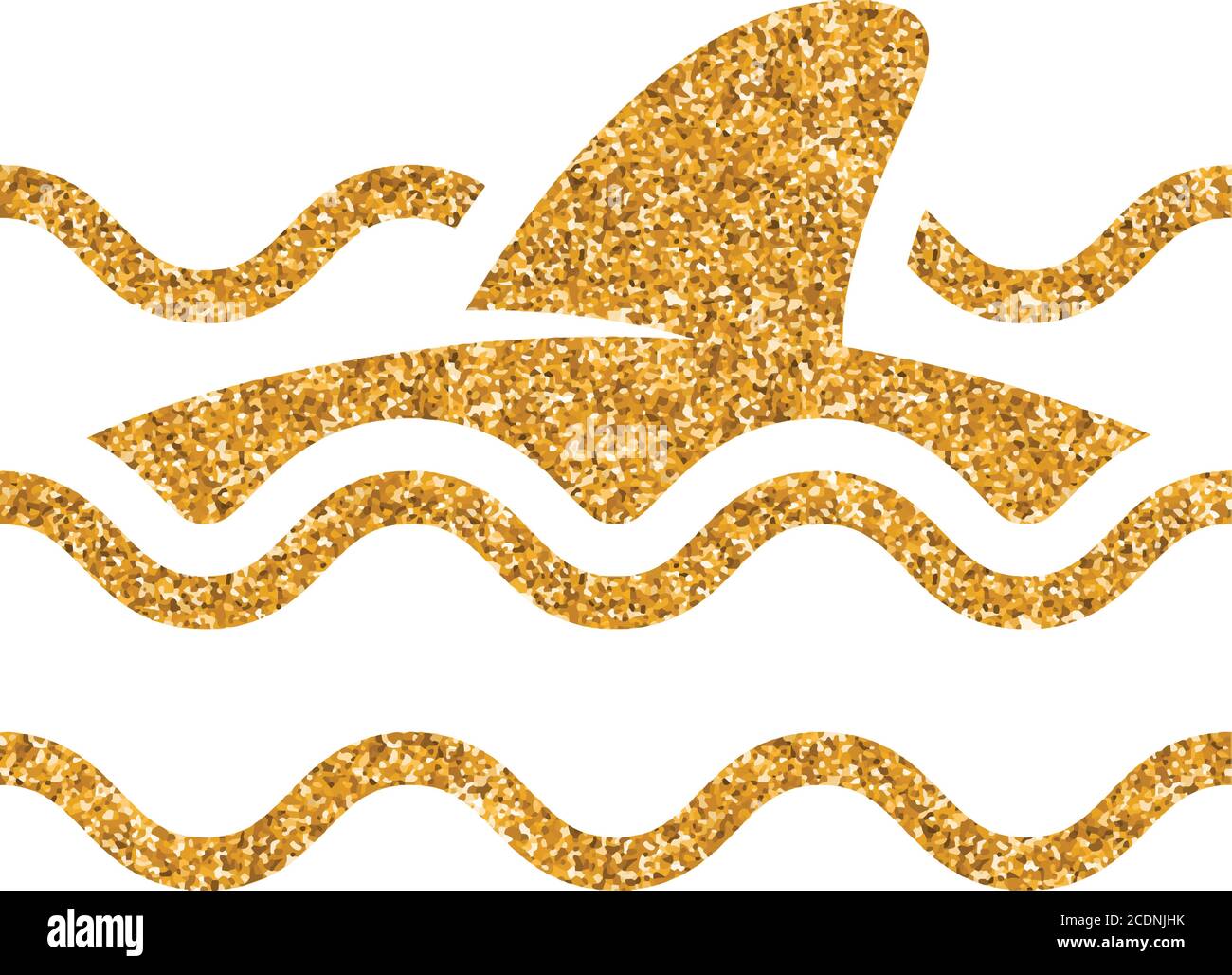 Shark icon in gold glitter texture. Sparkle luxury style vector ...