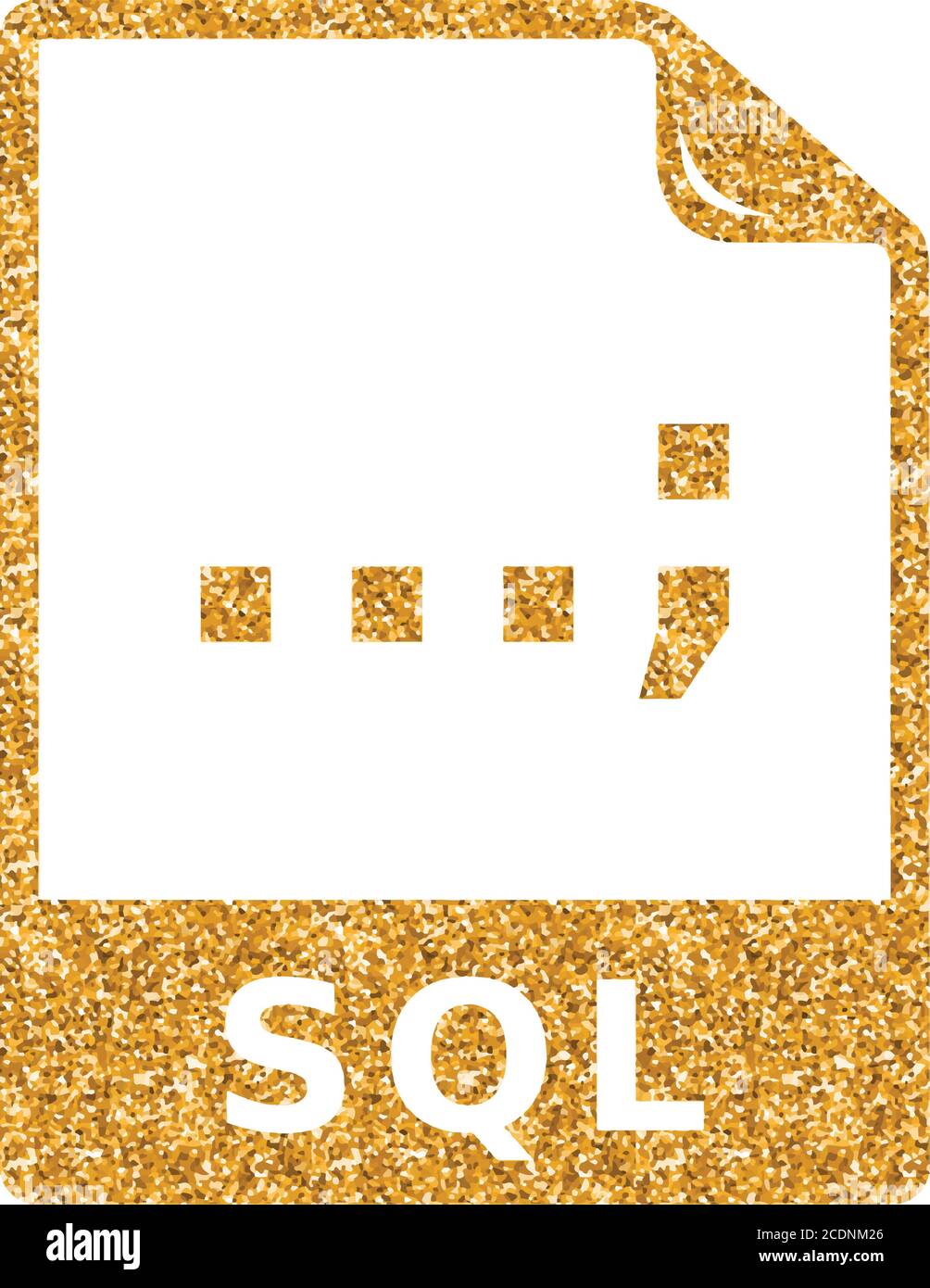 SQL File format icon in gold glitter texture. Sparkle luxury style ...