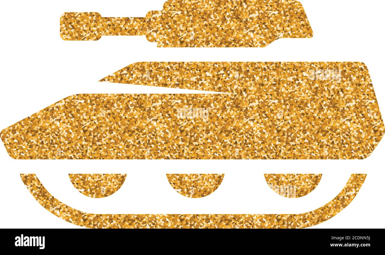 Tank icon in gold glitter texture. Sparkle luxury style vector ...
