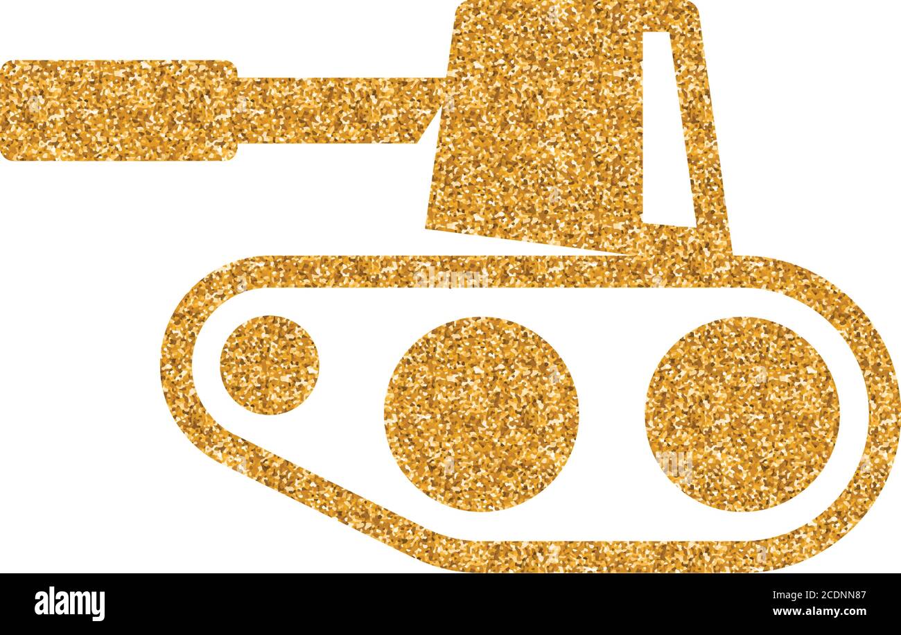 Tank icon in gold glitter texture. Sparkle luxury style vector ...