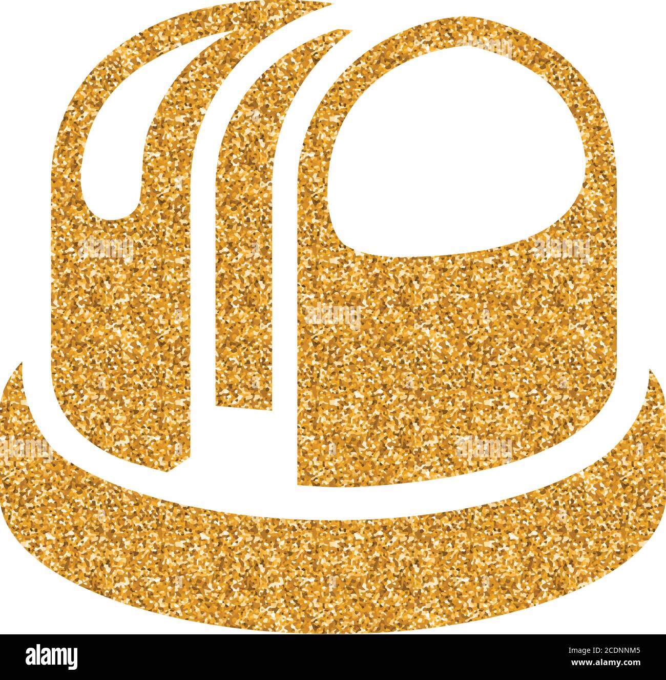Earth telescope icon in gold glitter texture. Sparkle luxury style