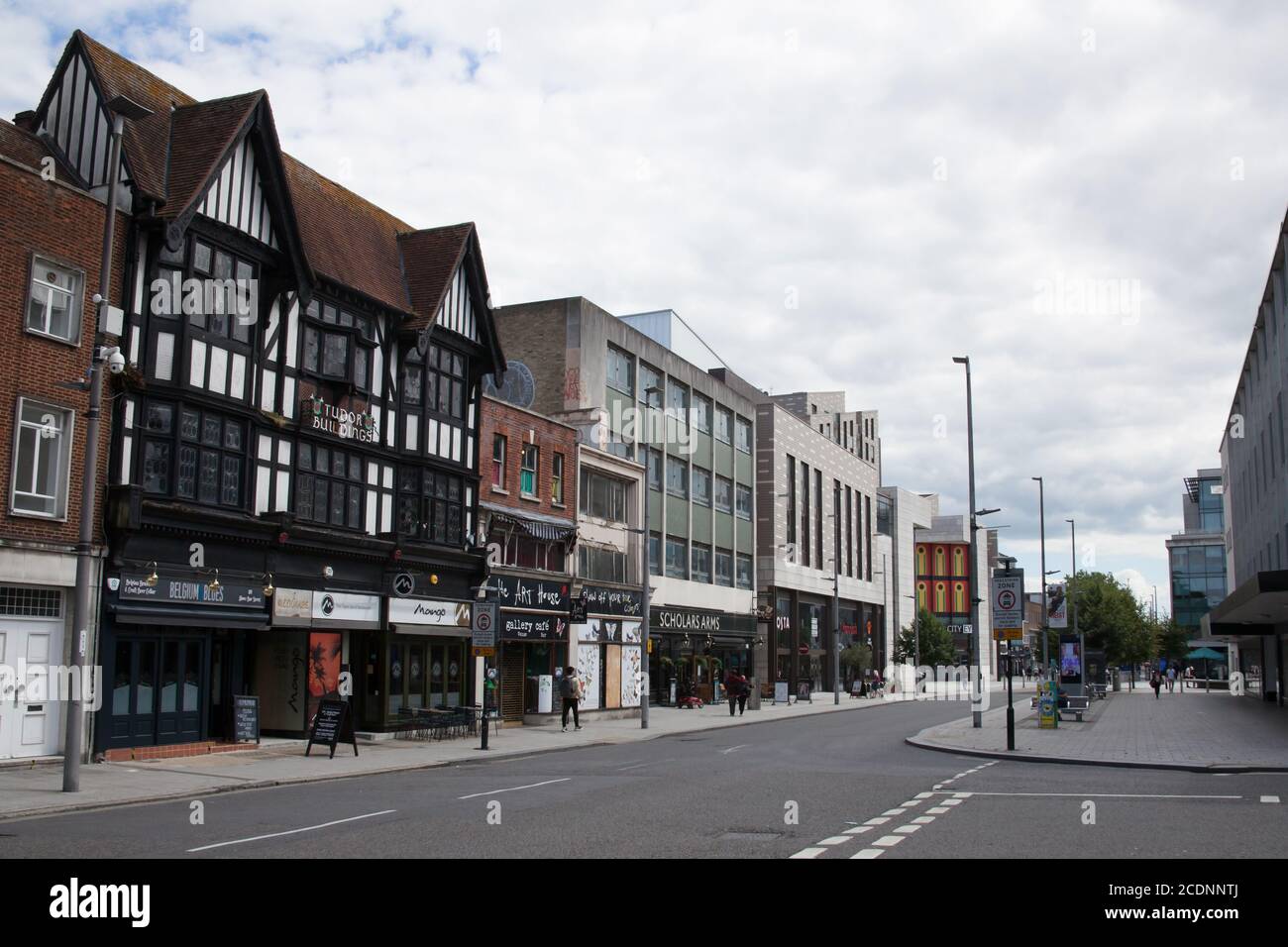 Shops and restaurants on Above Bar Street in Southampton, Hampshire in the UK, taken on the 10th July 2020 Stock Photo