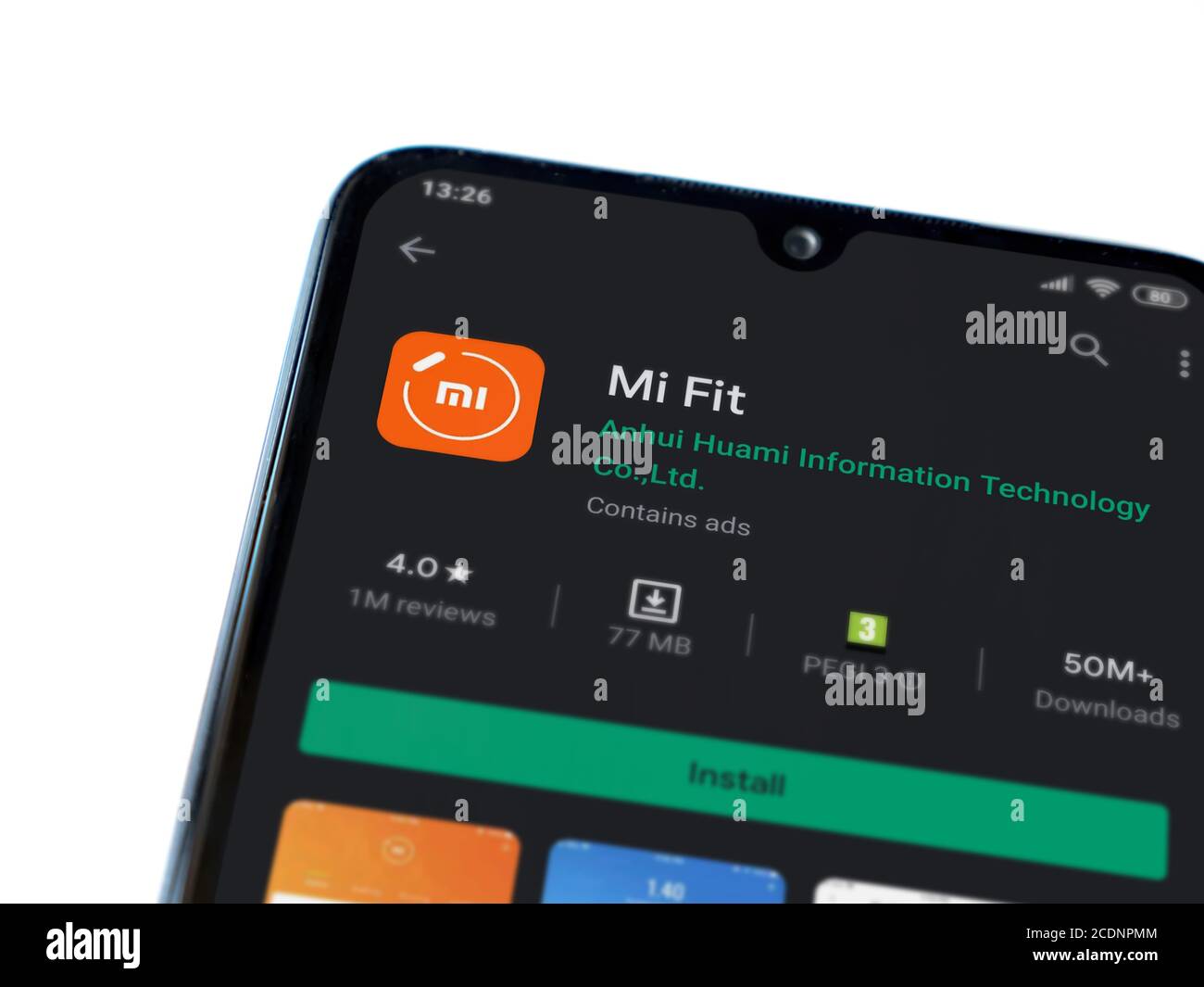 Lod, Israel - July 8, 2020: Mi Fit app play store page on the display ...