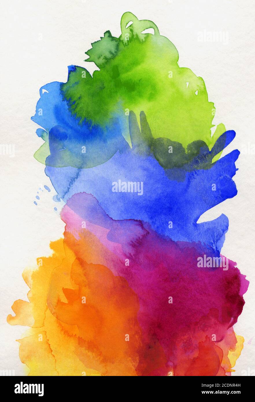 hand painted rainbow watercolor on paper Stock Photo